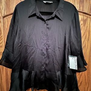 Nine West Black Button Down Shirt